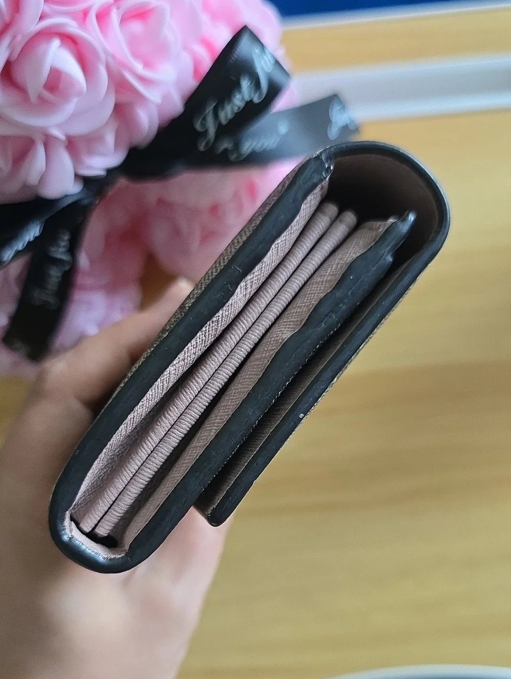 Gucci Beige Pink GG Canvas Gold Horsebit Wallet